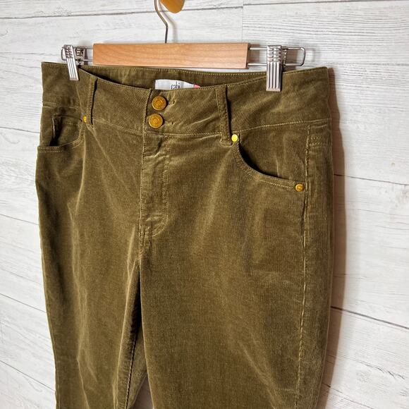 Cabi Pants Womens Size 12 Brownish Green Hi Low Crop Corduroy Cotton Blend - Picture 8 of 16